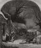 The first fall of snow - drawn by Birket Foster. Landscapes 1859 old print