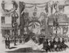 Queen Victoria passing through Boar Lane, Leeds. Yorkshire 1858 old print