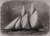 The Cambria, winner of the International Yacht race. Atlantic 1870 old print