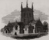 New church at Surbiton, Kingston-on-Thames. London 1845 old antique print