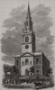 Exterior of St. James's church Clerkenwell. London 1858 old antique print