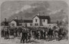 The new railway station at the race-course, Epsom Downs. Surrey 1865 old print