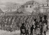 Ashanti War: British troops leaving Cape Coast Castle for the front. Ghana 1874