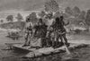 Ashanti War: Ashanti ambassadors crossing the Pra. Ghana 1874 old print