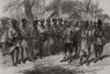 The Ashanti War: Inspecting Kossohs at Pra-Su. Ghana 1874 old antique print
