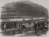 Sports on the Ice - skating race on Whittlesey Wash. Cambridgeshire 1850 print