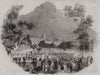 The Captain's dinner on the fellows' Eyot. Eton 1844 old antique print picture