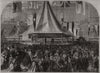 The dramatic college fête at the Crystal Palace. London 1863 old antique print