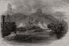The Royal Yacht passing the Drachenfels. Germany 1845 old antique print