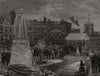 Prince of Wales unveiling the Alfred the Great statue, Wantage 1877 old print