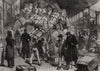 Stores at Cologne railway station for the army besieging Paris 1870 old print
