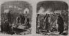 Prussian Military Funeral at Versailles; German waggoners 1870 old print