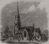 New congregational church at Lewisham, Surrey. London 1861 old antique print