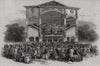 Surrey Zoological Gardens - the new orchestra. London 1848 old antique print