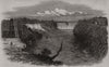 Niagara Falls suspension bridge construction Basket ferry Temporary towers 1849