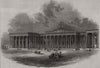 Façade of the new British Museum. London 1845 old antique print picture