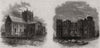 Lincoln: Stow Church; Torksey Castle. Lincolnshire 1857 old antique print