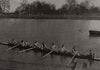 The Oxford and Cambridge boat race: Putting off. London 1893 old antique print