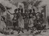 The Gold Coast (Ghana) : Summoning bearers to Cape Castle. Ghana 1874 print