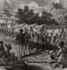 The Ashanti war: arrivals at the north gate, Coast Castle. Ghana 1874 print