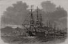A British squadron steaming through the Strait of Messina. Italy 1859 print