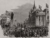 Queen Victoria passing Castle-Street, Aberdeen. Scotland 1848 old print
