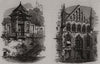 On the canal; Drapers' Hall. Ghent 1872 old antique vintage print picture