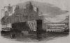 River Conwy tubular railway bridge. Floating the tube. Wales 1848 old print
