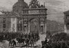 Alfonso XII's entry into Madrid: triumphal arch, Calle de Alcalá. Spain 1876