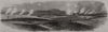 The war: Prussian field batteries cannonading Phalsbourg. Moselle 1870 print