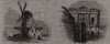 Windmill in the suburbs; gateway of old fortifications. Antwerp 1872 print