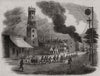 Fire-Engine at Cincinnati, United States. Ohio 1855 old antique print picture