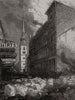 Boston great fire: Washington-Street & the old South Church. Massachusetts 1872