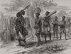 A Mrua medicine man and his train. Africa 1876 old antique print picture