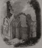 Remains of the Abbey, Lindisfarne, Holy Island. Northumberland c1870 old print