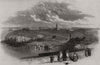 Tynemouth, Northumberland - the harbour, from the Priory 1850 old print