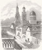 RUSSIA. Cathedral of Saviour, Observatory, Kronstadt 1854 old antique print