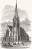 LONDON. Trinity Church, Finchley Road 1872 old antique vintage print picture