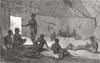 GHANA. Interior of Ashanti hut 1873 old antique vintage print picture