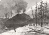ITALY. Eruption of Mount Etna 1865 old antique vintage print picture