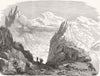 FRANCE. Cabin of Grands Mulets, Mont Blanc 1853 old antique print picture