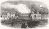 CHESHIRE. Fire, Chester Grand Stand 1855 old antique vintage print picture