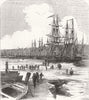 LONDON. River Thames, Frozen 1855 old antique vintage print picture