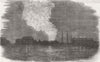 RUSSIA. Fire, Kronstadt 1855 old antique vintage print picture