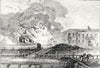 FRANCE. Explosion of cartridge factory, Dunkirk 1871 old antique print picture