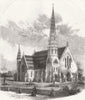 STAFFS. St Paul's Church, West Smethwick 1858 old antique print picture