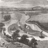 WORCS. new channel at Upper Lode 1858 old antique vintage print picture