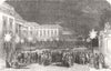 BELGIUM. Illumination, Rue De La Loi, Bruxelles 1853 old antique print picture