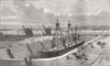 HANTS. New docks and basin, Portsmouth 1876 old antique vintage print picture