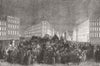 IRELAND. Lights in Dublin-scene on Carlisle Bridge 1853 old antique print